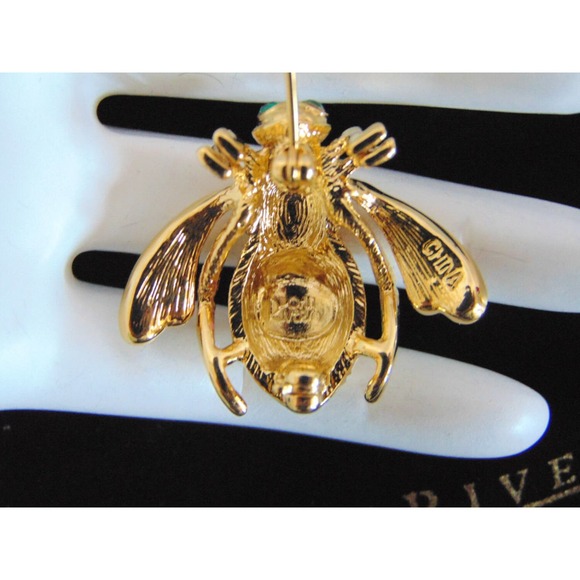 Joan Rivers Evil Eye BEE PIN BROOCH Gold Plate Circles Multi Color Pave Crystal - Picture 4 of 5